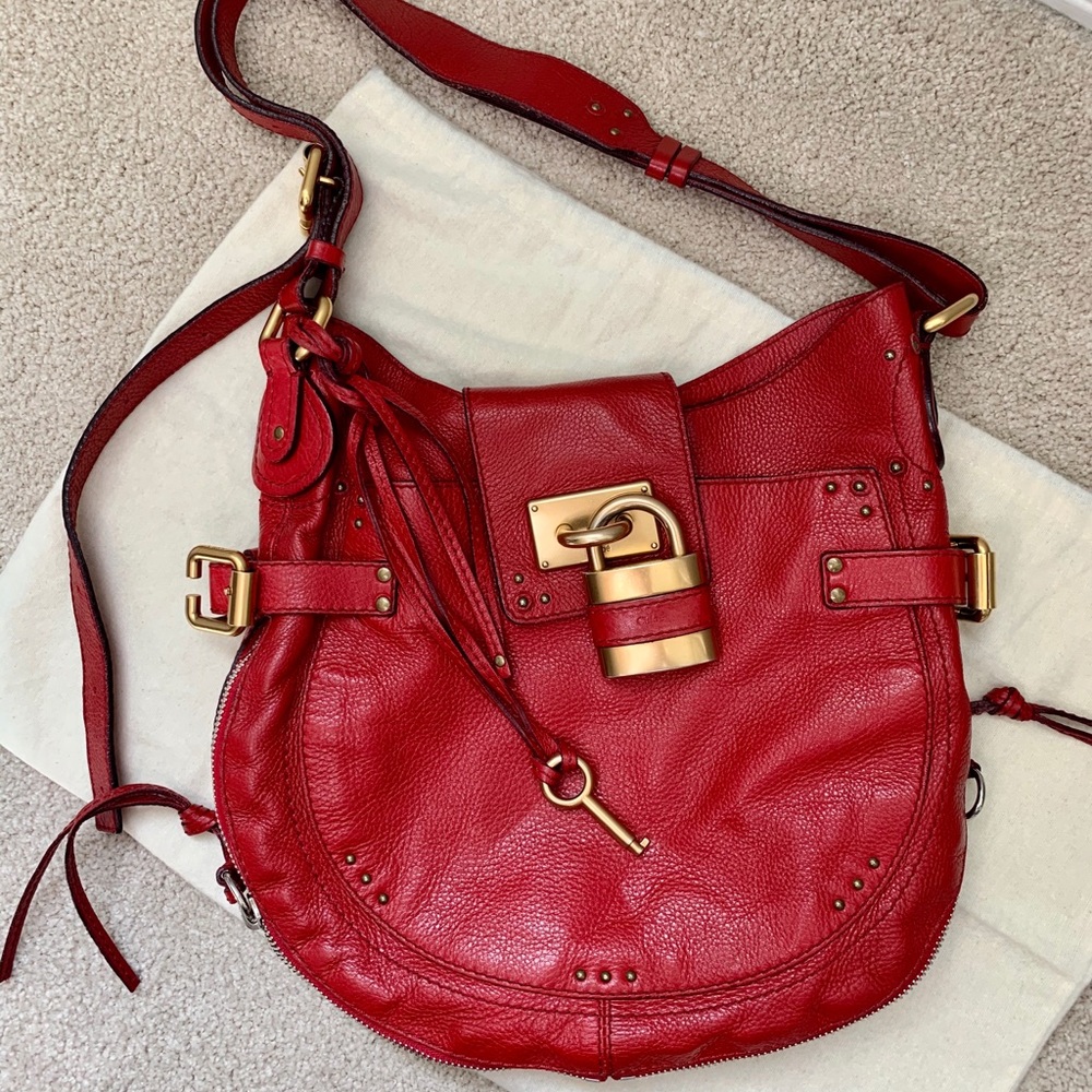 Chloe Paddington Red Saddle Bag
